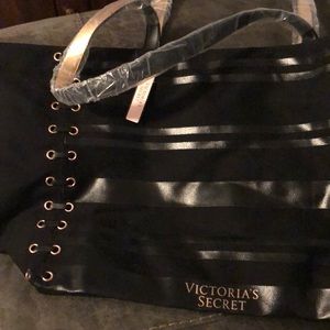 NWT Victoria Secret Black with Rose Gold Bag